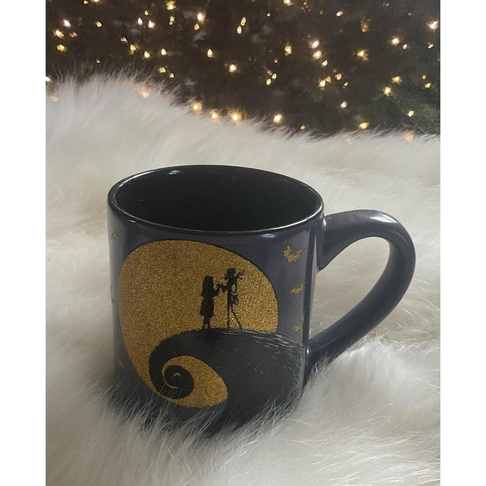 New Nightmare Before Christmas Jack And Sally Ceramic Glitter Mug Halloween New